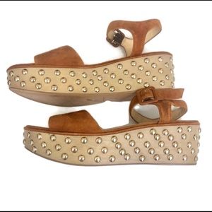 Brian Atwood Stud Embellished Suede Sandals